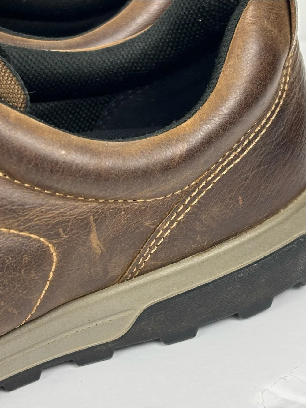 Ecco Receptor Technology Mens 13 (47) Brown Leather Hiking Shoes Sneakers